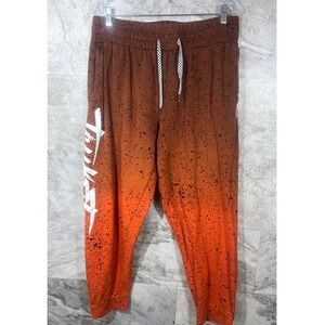 TRUKFIT Men's XL Jogger Sweatpants Orange Tie Dye Splatter Logo Patch